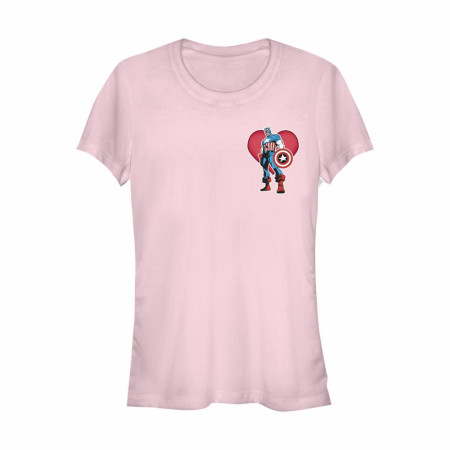 Captain America Heart Women's Pink T-Shirt